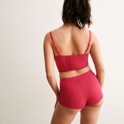 solid-coloured knit top with straps - pink;