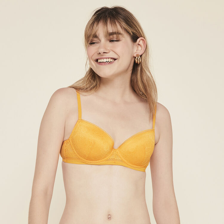 Revoltiz lace padded bra saffron.