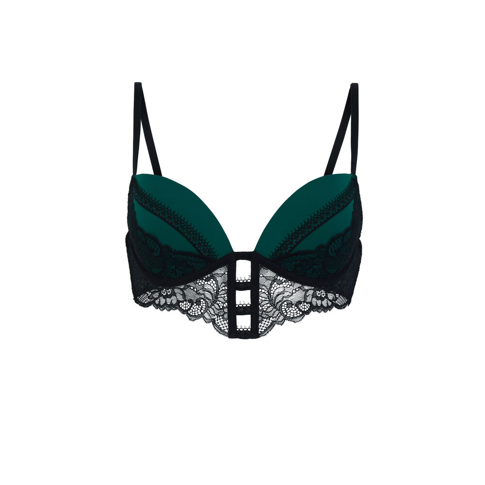 Dual-material push-up bra - green green.