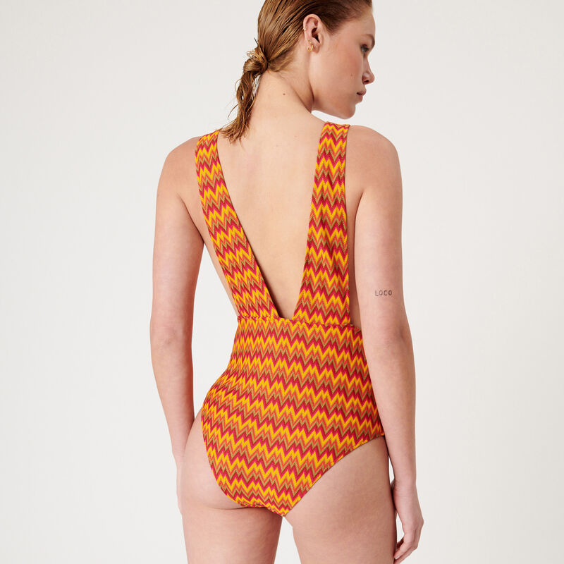 one-piece 70s print swimsuit - terracotta;