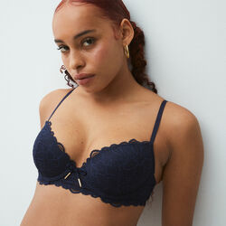 bra with thin cups and floral lace ;