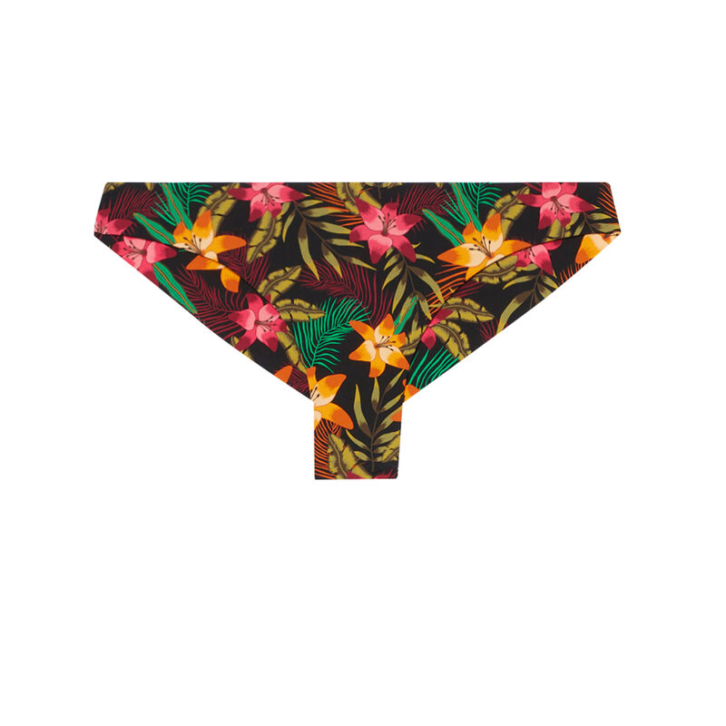 Tanga bikini bottoms with tiaré flower print - black Tanga bikini bottoms with tiaré flower print - black;
