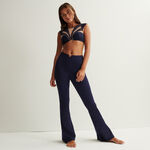 flared trousers with ring detail - navy blue