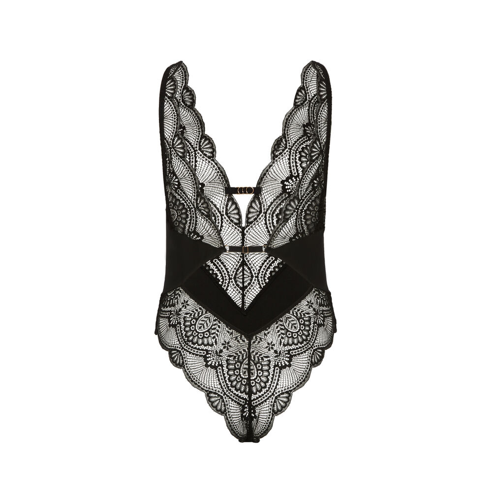 Lace body with plunging neckline - noir black.