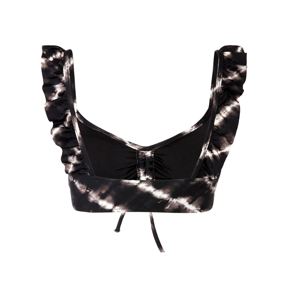 Bikini top with ruffled straps - black black.