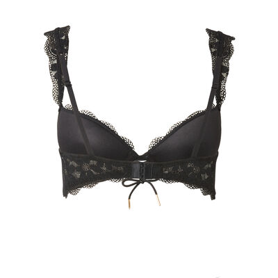 padded bra with lace straps - black;