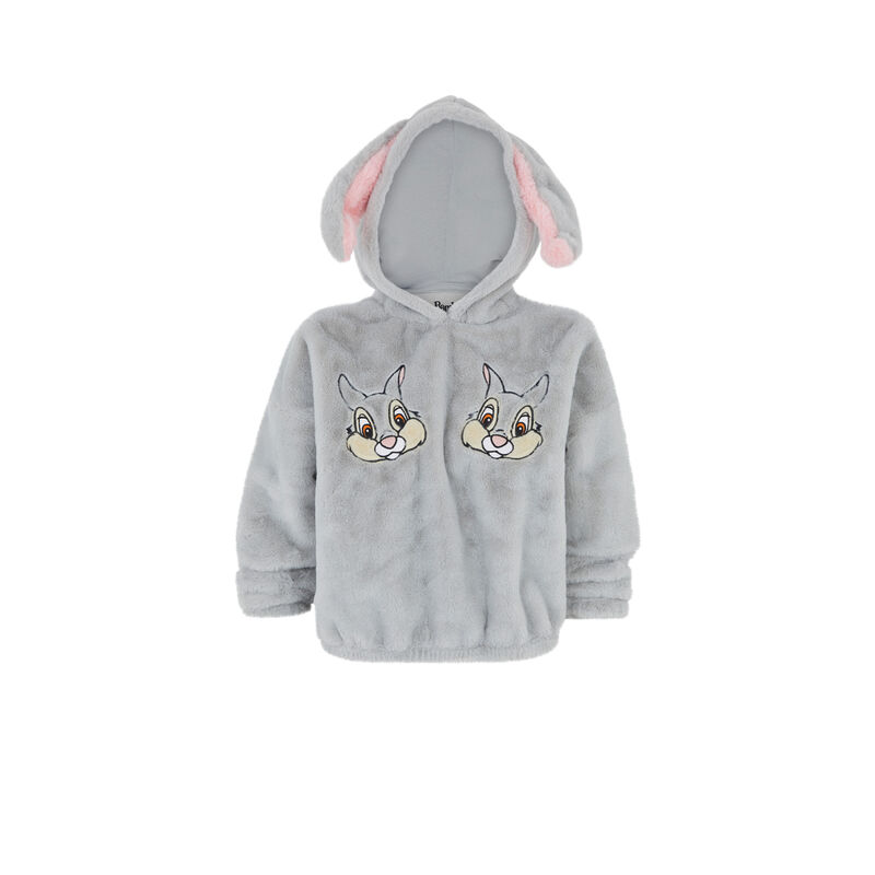 Sweat polaire à capuche print panpan panpaniz gris.