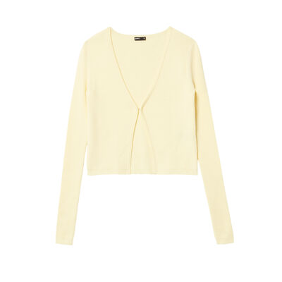 knitted top with hook fastening - pastel yellow;
