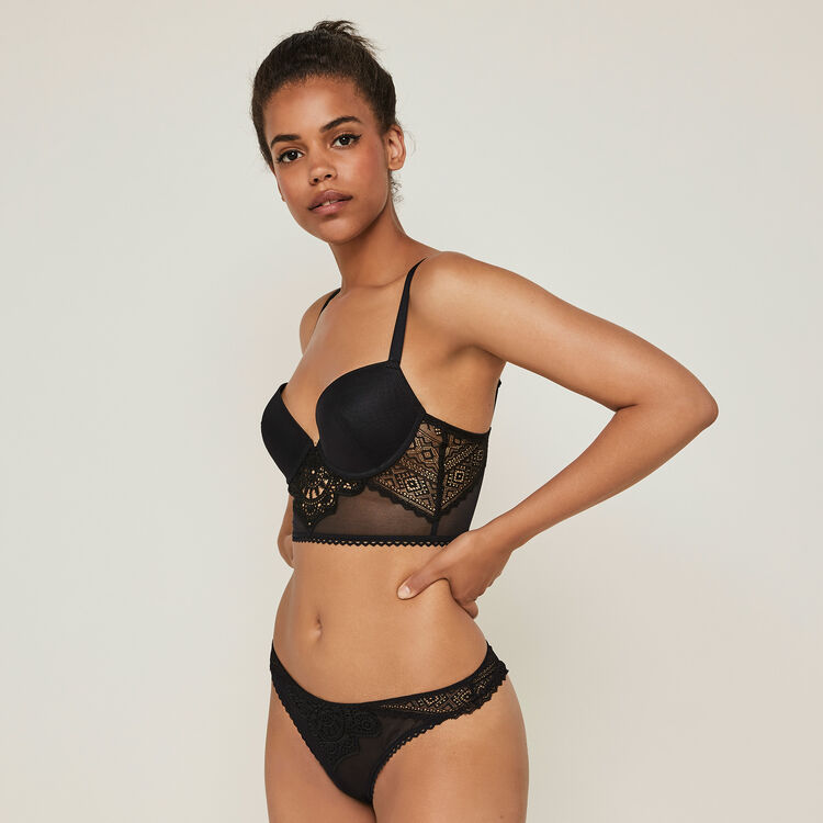Femmefataliz lace and tulle tanga black.