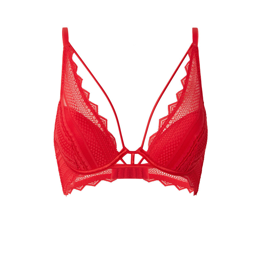push-up bra with cut-outs - red;