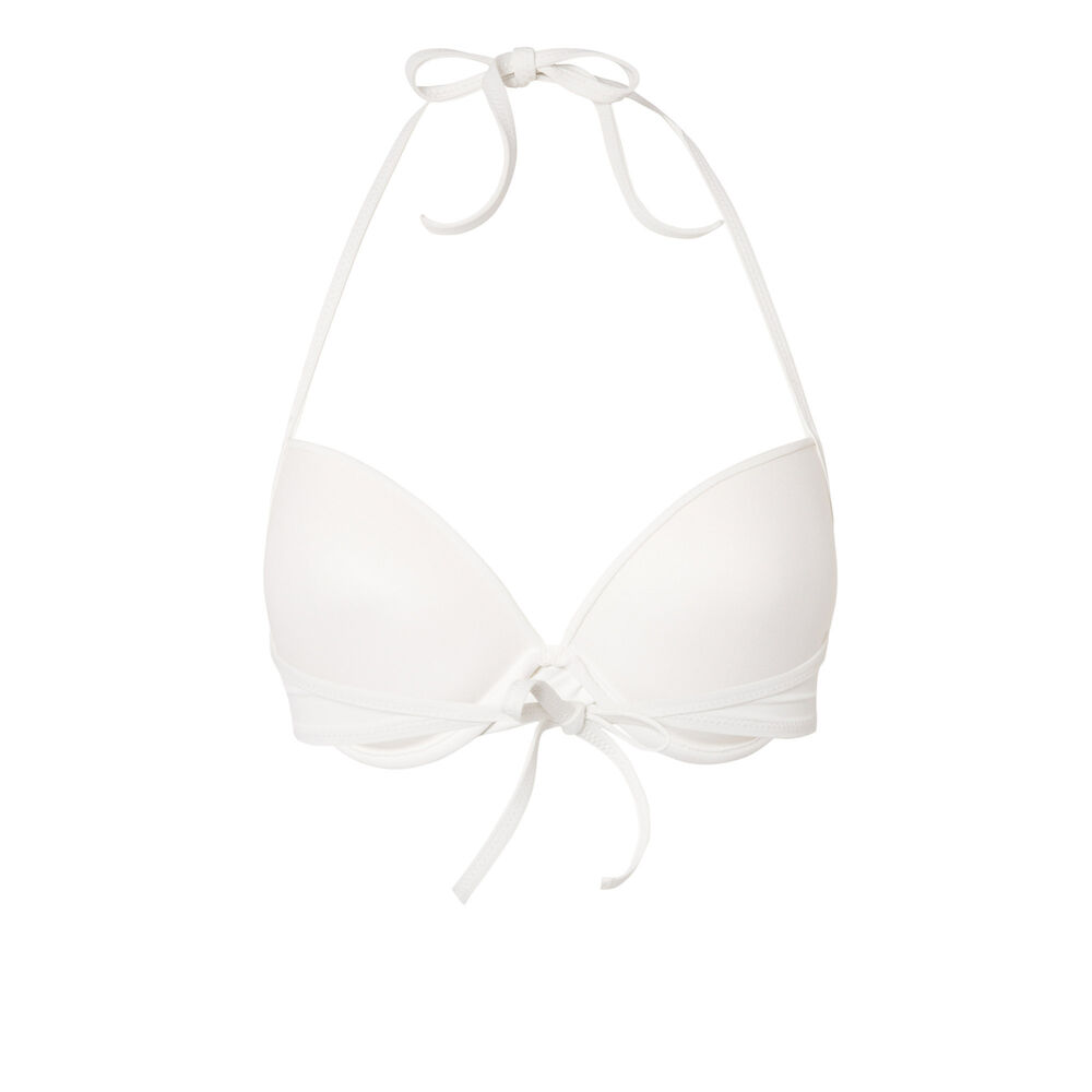 Open back push-up bikini top with twisted neckline - ecru ecru.