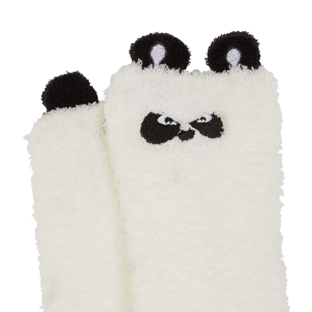 Grumpy panda socks - white white.