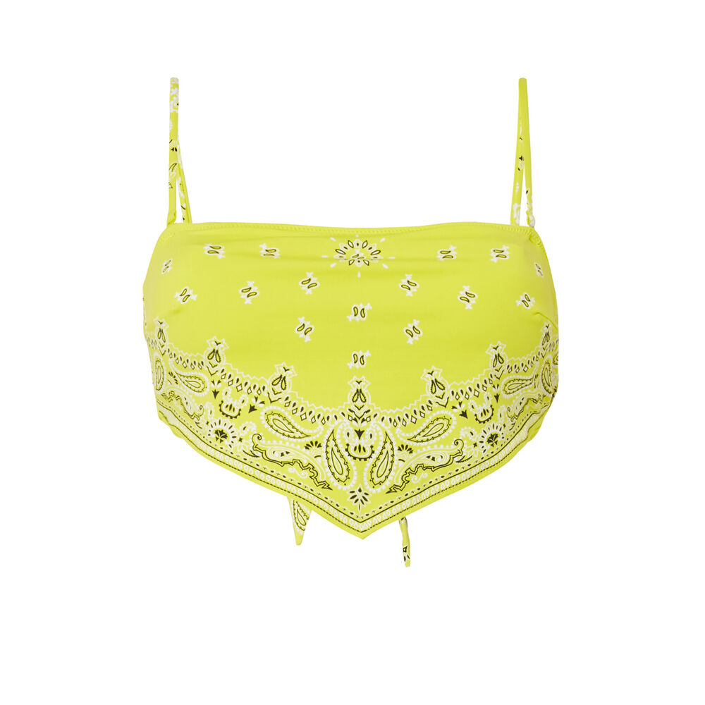 Bandana-effect bandeau bikini top - light green green.