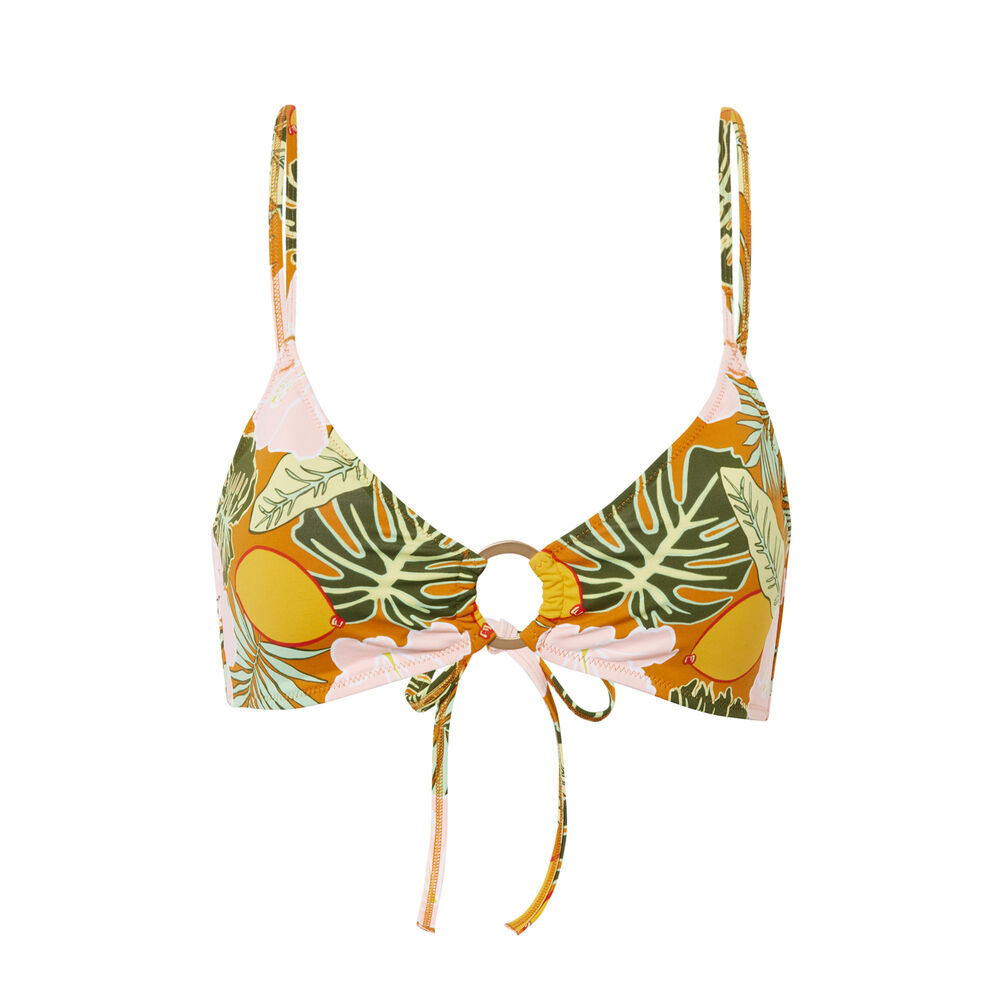 Tropical print bralette bikini top - orange orange.