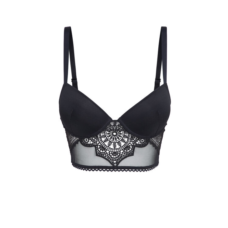 Femmefataliz lace push-up bustier bra black.