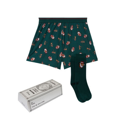christmas themed pumba shorts and socks set - pine green;