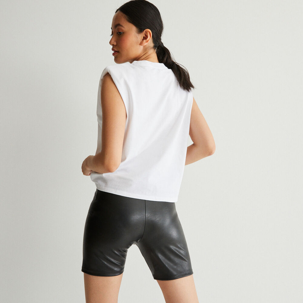 Top with slogan and structured shoulders - white white.