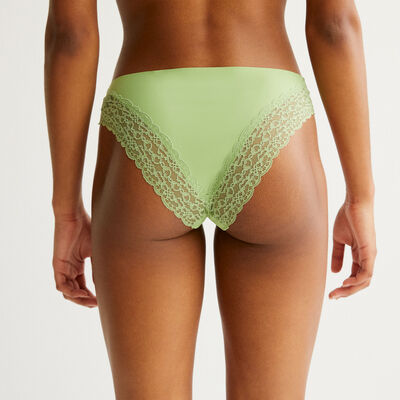microfibre and lace briefs - green;