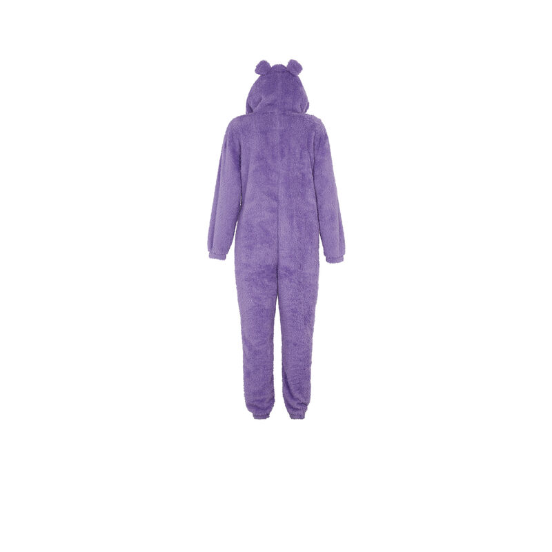 Bisounoursiz care bear print fleece jumpsuit purple.
