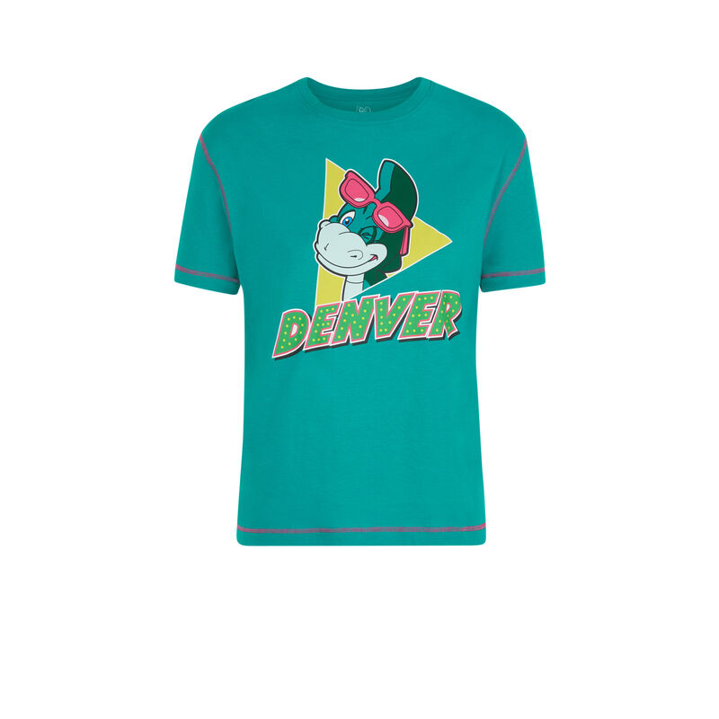 Denveriz denver print top with short sleeves teal.