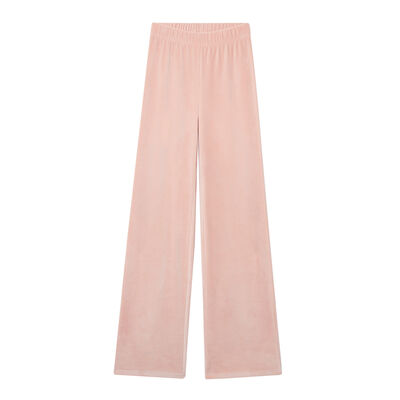 pantalon coupe large en velours lisse - rose pâle;