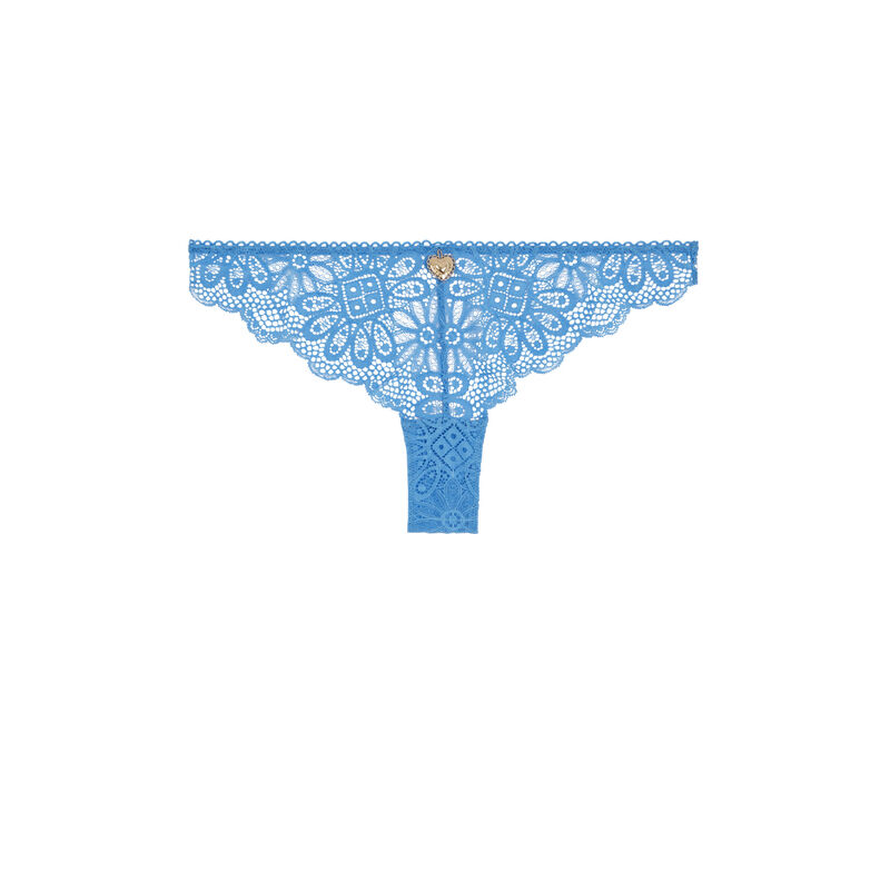 Lace tanga briefs with jewellery detail - blue Lace tanga briefs with jewellery detail - blue;
