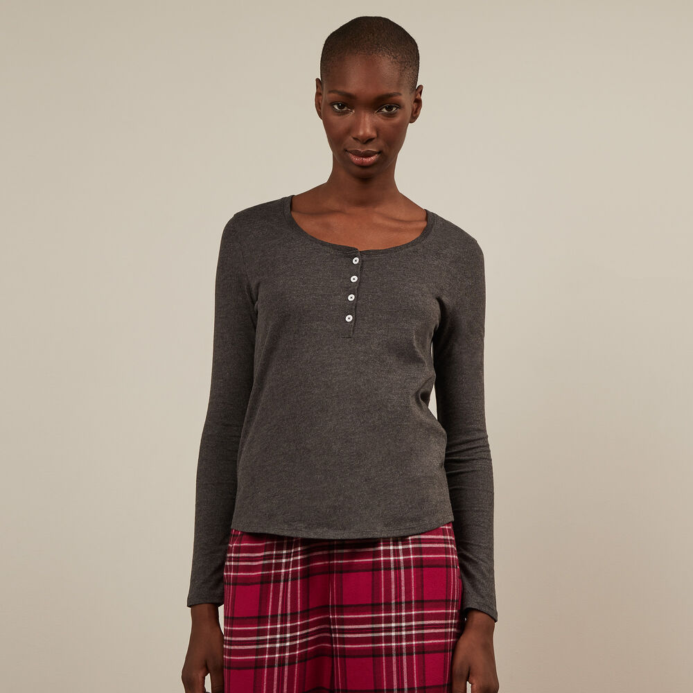 Long-sleeved plain top - grey grey.