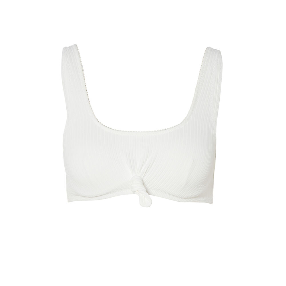 Tie-front bralette bikini top - off-white off-white.
