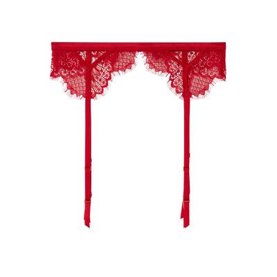 floral lace suspender belt - red;