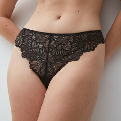 satin and floral lace tanga briefs