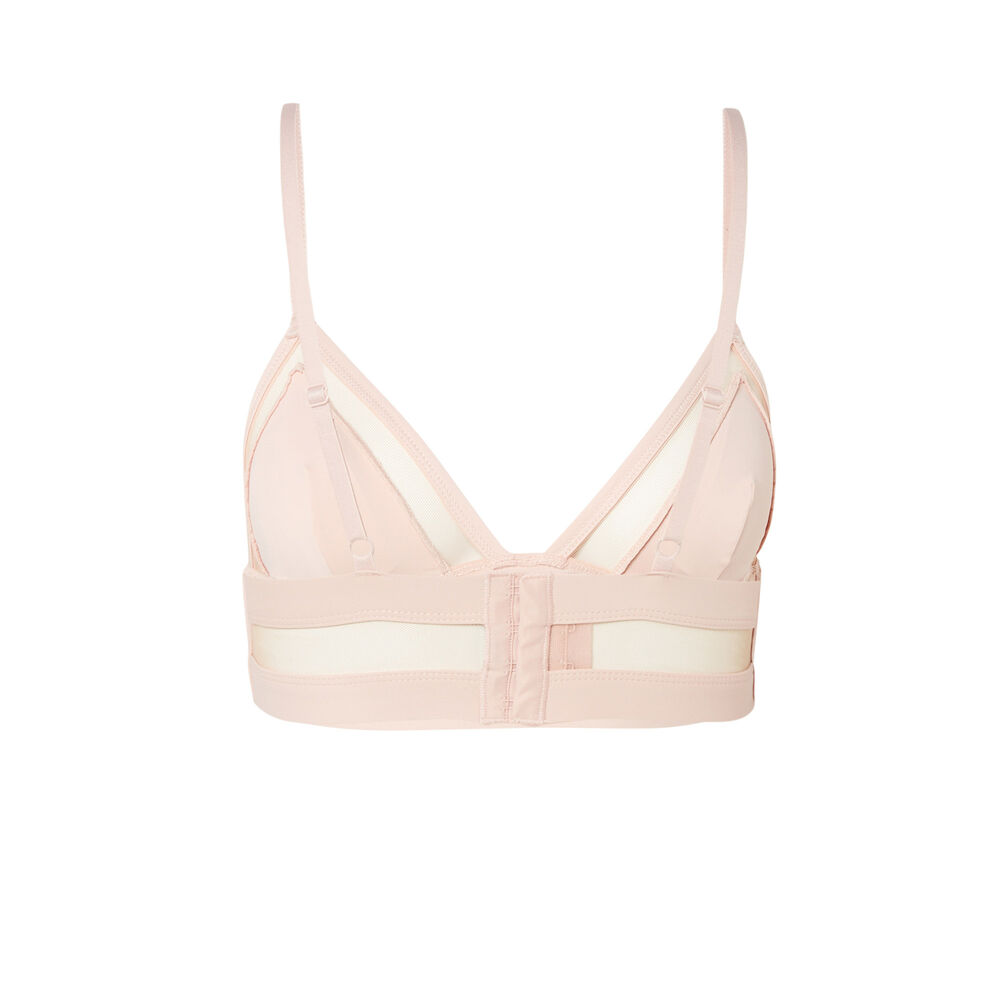 See-through microfibre and mesh triangle bra - nude pink pink.