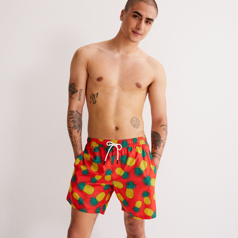pineapple print swim shorts - red pineapple print swim shorts - red;