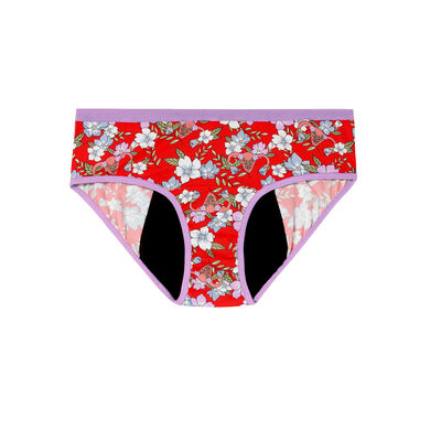 period pants with flower logo - red;