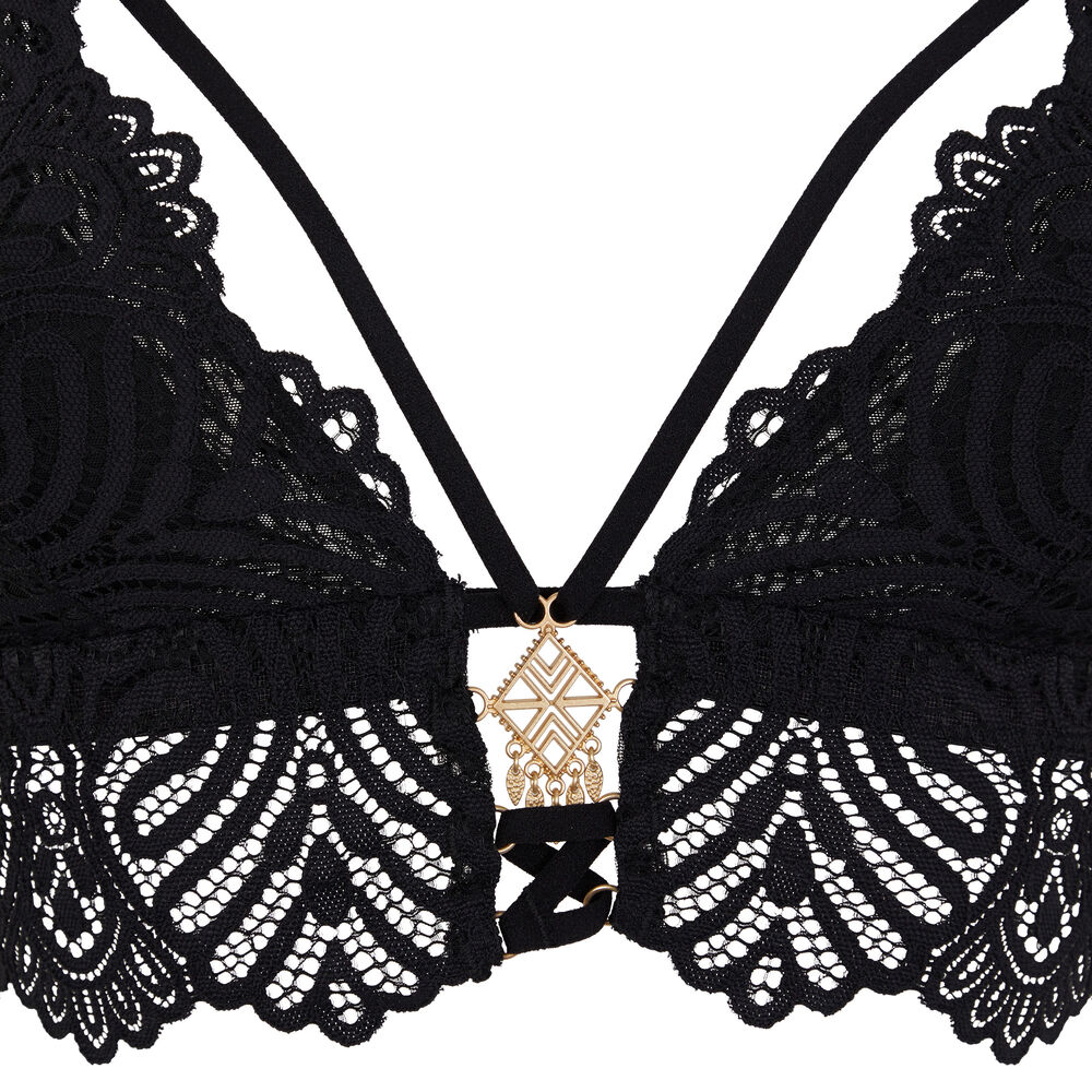 Lace triangle bra - black black.