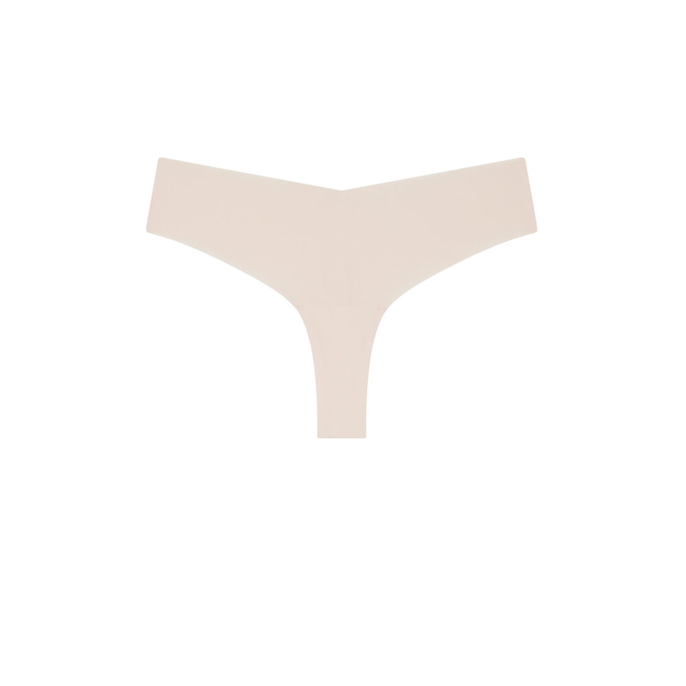 Microfibre and lace tanga briefs - pale pink pink.