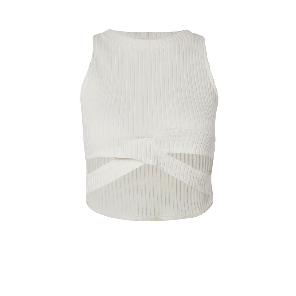 Wrap effect crop top -white white.
