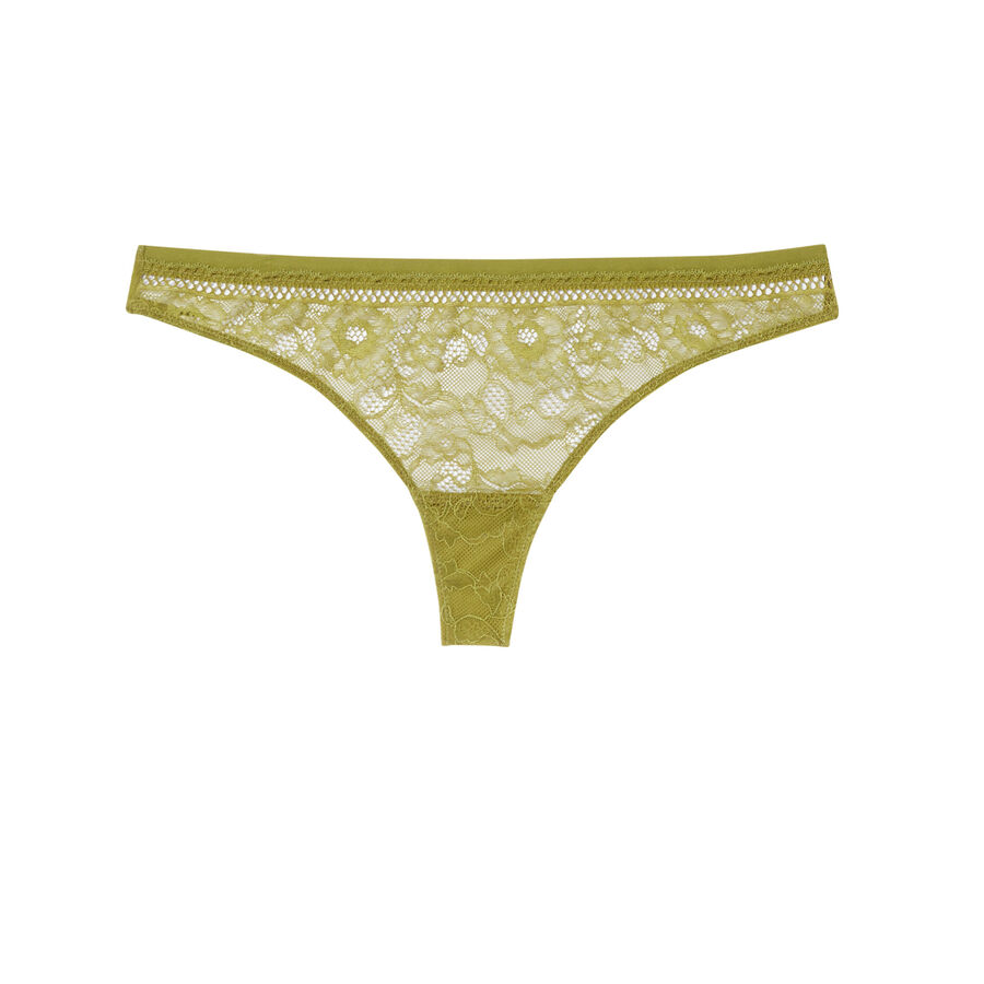 lace thong with bow - khaki;
