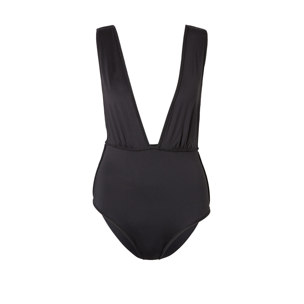 One-piece plunging neckline swimsuit - black black.