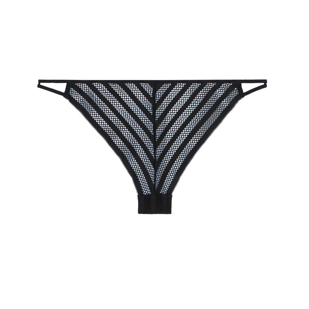 Mesh tanga briefs with ties - black black.