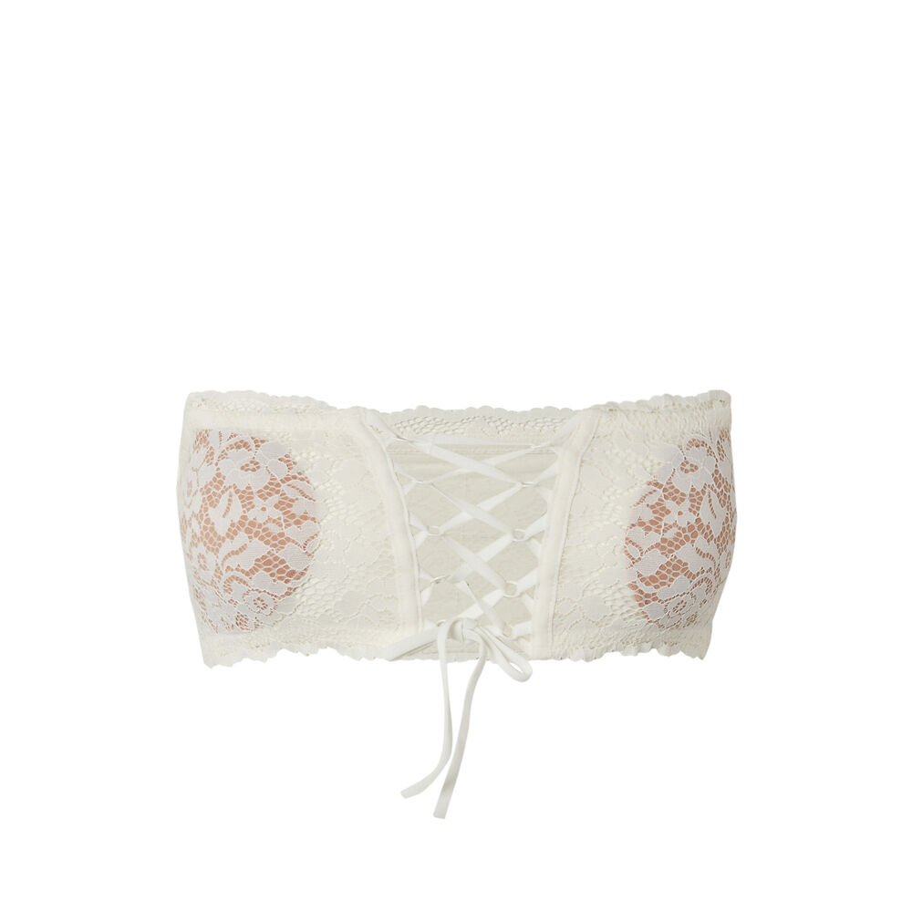 Non-wired corset-effect bandeau bra - ecru ecru.