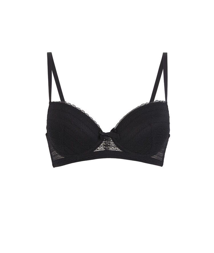 Lace padded bra - black black.