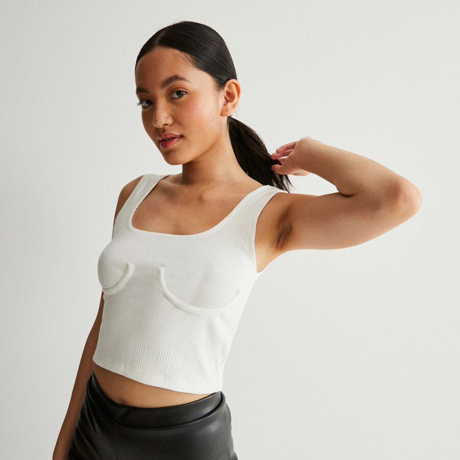ribbed underwired vest - white;