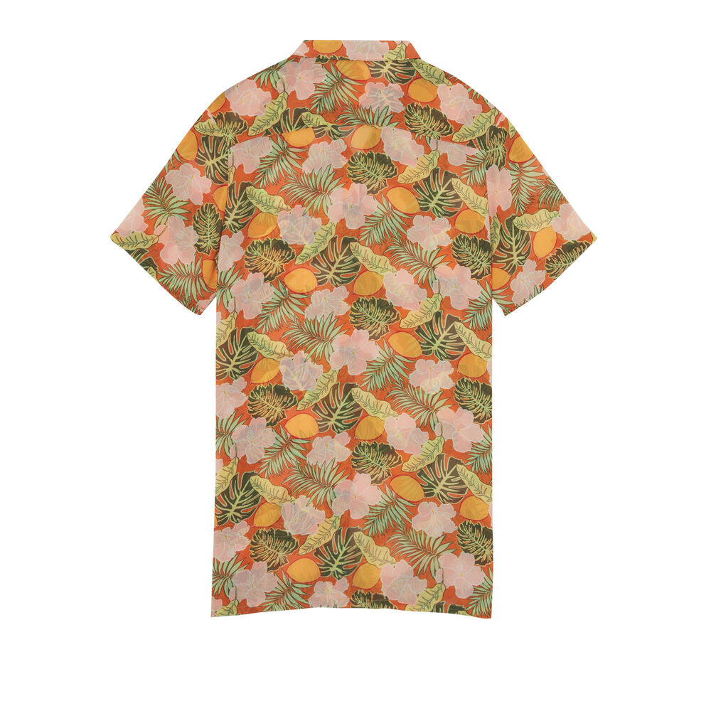 Tropical print beach shirt - orange orange.