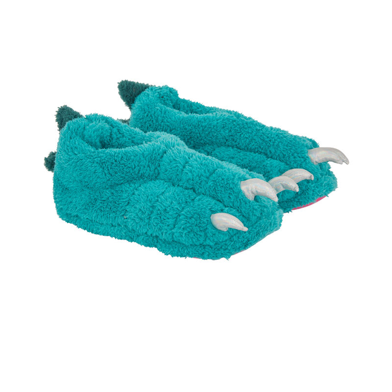 Griffiz bright fleece claw slippers teal.