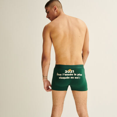 boxers with "2021" printed slogan - pine green;