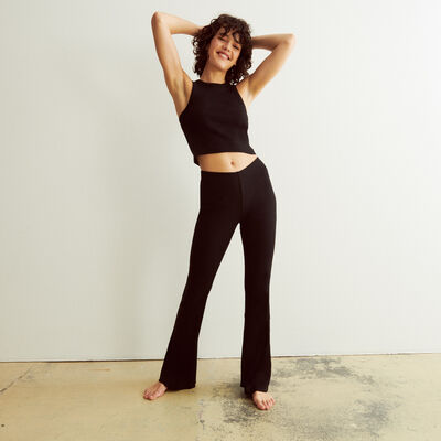 high-waisted flared trousers - black;