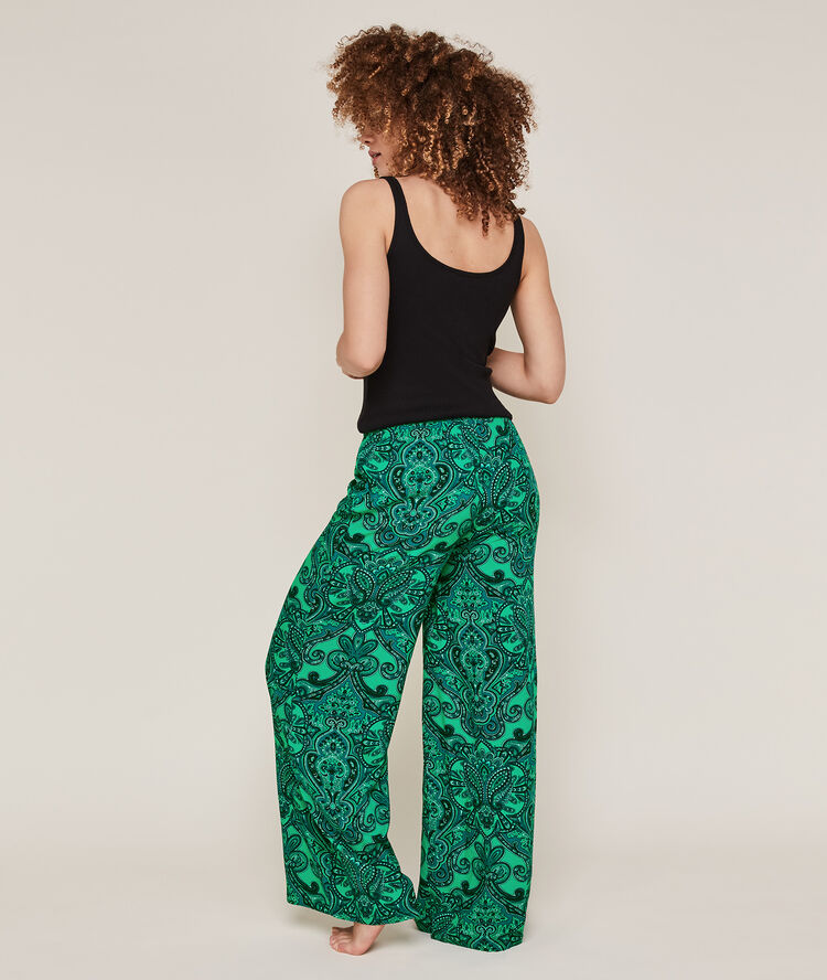 Wide leg trousers with bandana print - green green.