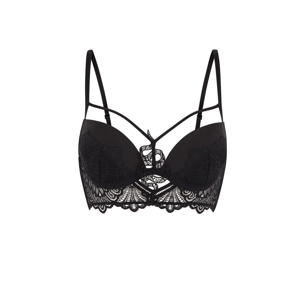 Snakeskin tattoo push-up bra - black black.