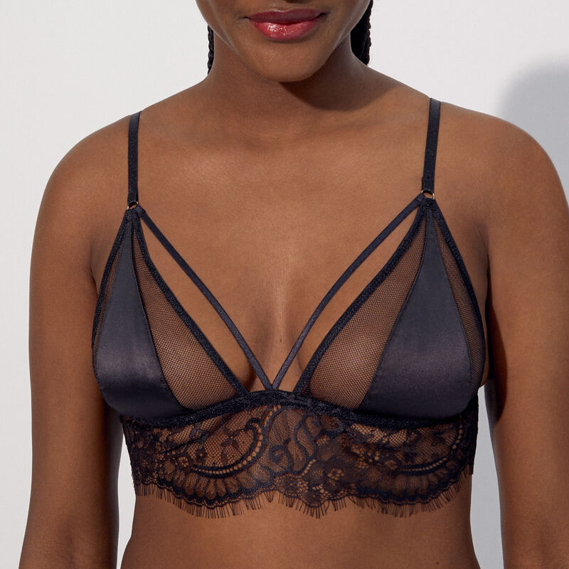 lace and mesh triangle bra;