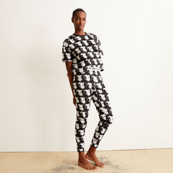Trousers with 101 Dalmatians pattern - black